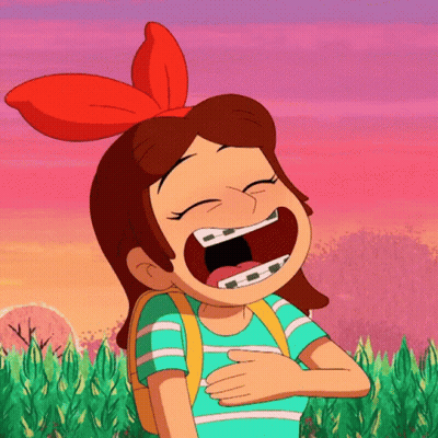 Cartoon Girl With Braces Laughing GIF