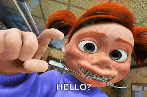 Cartoon Girl With Braces Says Hello GIF