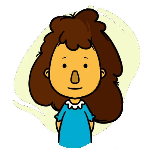 Cartoon Girl With Brown Hair Sticker