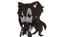 Cartoon Girl With Brown Hair And Cat Ears Sticker