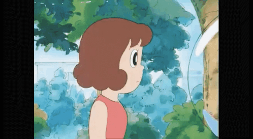 Cartoon Girl With Brown Hair And Red Top GIF