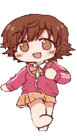 Cartoon Girl With Brown Hair In Pink Jacket Sticker