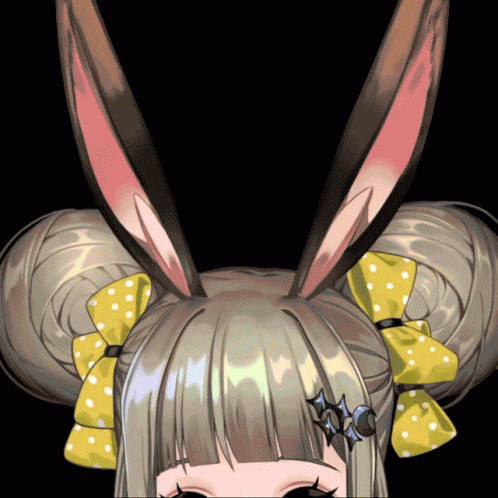 Cartoon Girl With Bunny Ears And Yellow Bow GIF