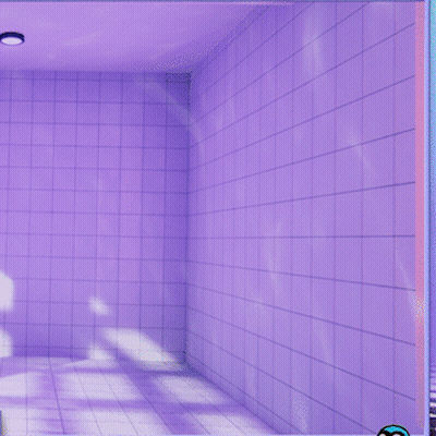 Cartoon Girl With Bunny Ears At Purple Tiled Wall GIF