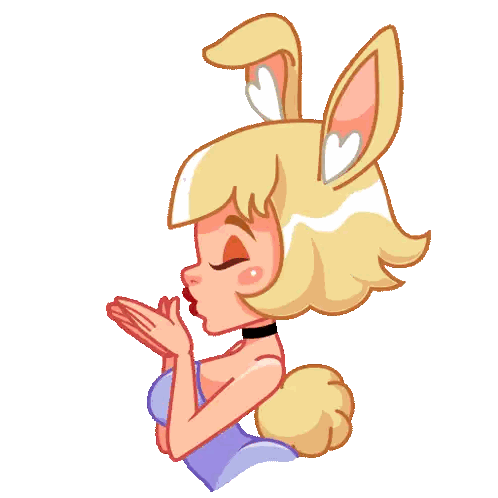 Cartoon Girl With Bunny Ears Blowing Kiss Sticker