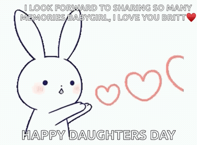 Cartoon Girl With Bunny Ears Happy Daughters Day GIF
