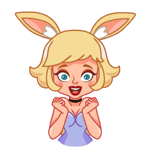 Cartoon Girl With Bunny Ears Smiling Sticker