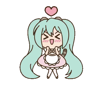 Cartoon Girl With Cat Ear And Heart Sticker