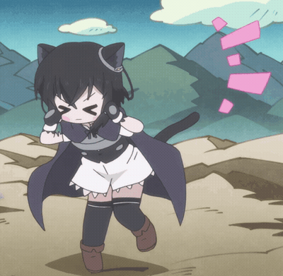 Cartoon Girl With Cat Ear Covering Ears GIF