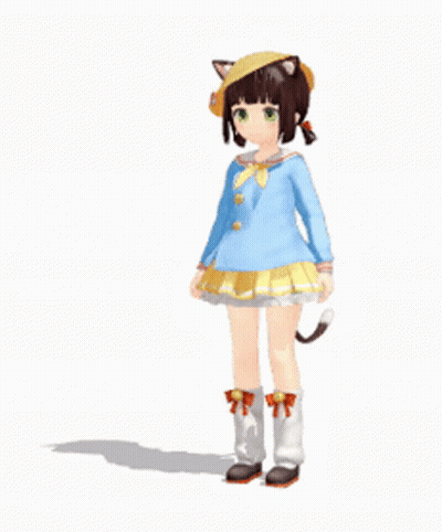 Cartoon Girl With Cat Ear Hat Dancing GIF