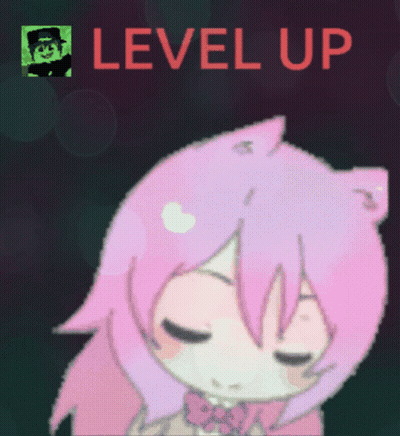 Cartoon Girl With Cat Ear Saying Level Up GIF