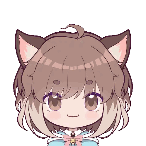 Cartoon Girl With Cat Ears And Bow Sticker