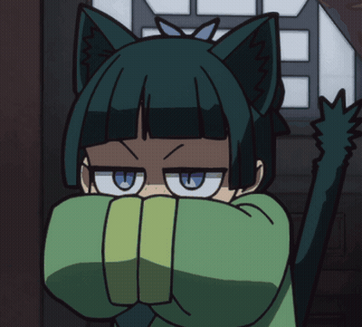 Cartoon Girl With Cat Ears Covering Face GIF