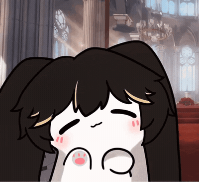 Cartoon Girl With Cat Paw On Cheek GIF