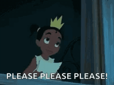 Cartoon Girl With Crown Saying Please Please Please GIF