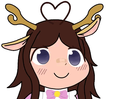 Cartoon Girl With Deer Antlers And Heart Sticker