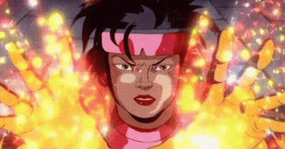 Cartoon Girl With Fire Hands GIF