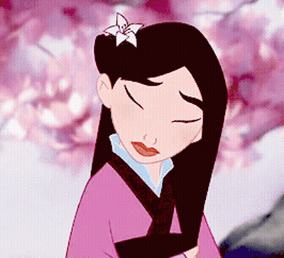 Cartoon Girl With Flower In Hair Eyes Closed GIF