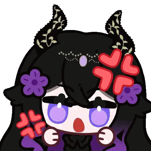 Cartoon Girl With Flowers And Horns Sticker