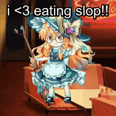 Cartoon Girl With Glasses And Broom Says I < 3 Eating Stop GIF