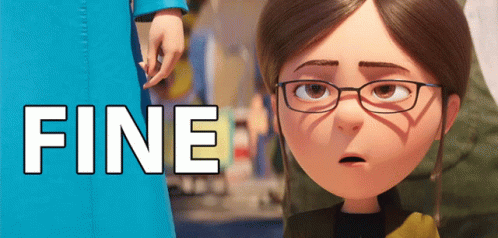 Cartoon Girl With Glasses And Fine Text GIF