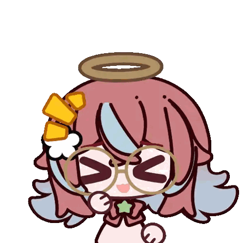 Cartoon Girl With Glasses And Halo Sticker