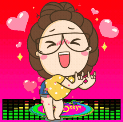 Cartoon Girl With Glasses And Hearts GIF