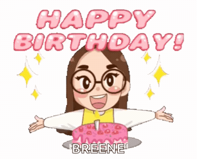 Cartoon Girl With Glasses Holding Birthday Cake GIF