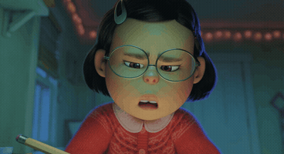 Cartoon Girl With Glasses Holding Notebook And Pencil GIF