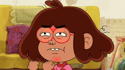 Cartoon Girl With Glasses Making A Face GIF