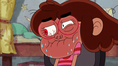 Cartoon Girl With Glasses Making Funny Face GIF