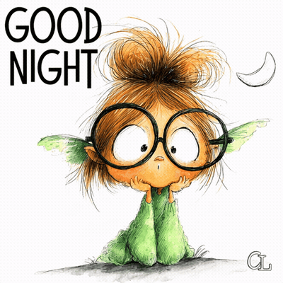Cartoon Girl With Glasses Saying Good Night GIF