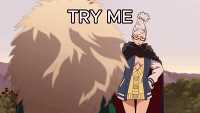 Cartoon Girl With Glasses Saying Try Me GIF