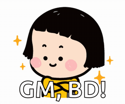 Cartoon Girl With GM BD GIF