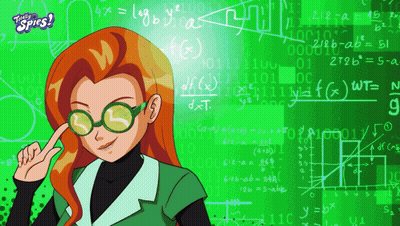 Cartoon Girl With Green Board And Math Equations GIF