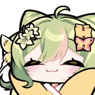 Niña caricatura con cabello verde y mariposa Sticker