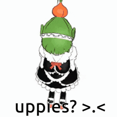 Cartoon Girl With Green Hair And Carrot On Head In Maid Outfit GIF