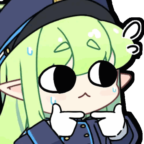 Cartoon Girl With Green Hair And Hat Sticker