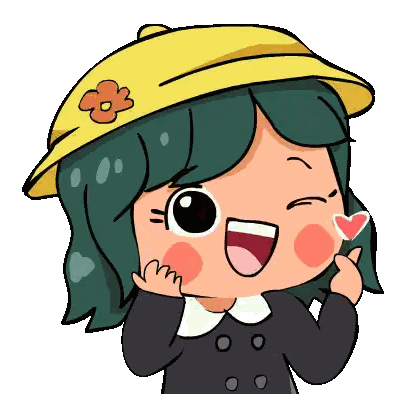 Cartoon Girl With Green Hair And Yellow Hat Sticker