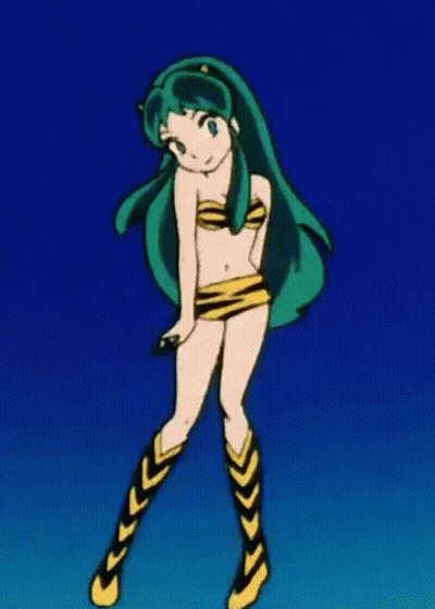 Cartoon Girl With Green Hair In Bikini And Boots GIF