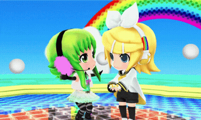 Cartoon Girl With Green Hair Next To Blonde Girl GIF