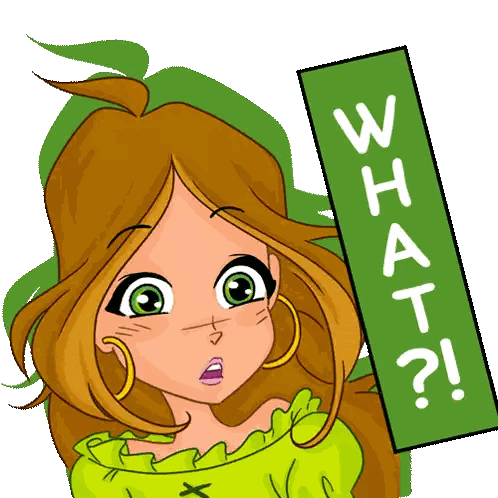 Cartoon Girl With Green What Sign Sticker