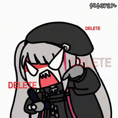 Cartoon Girl With Gun And Delete GIF
