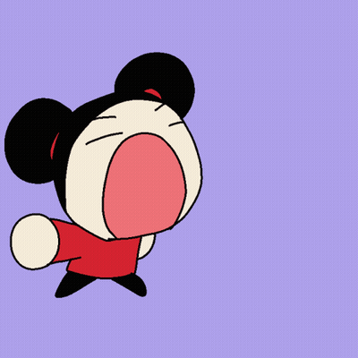Cartoon Girl With Hamburger And Apple GIF