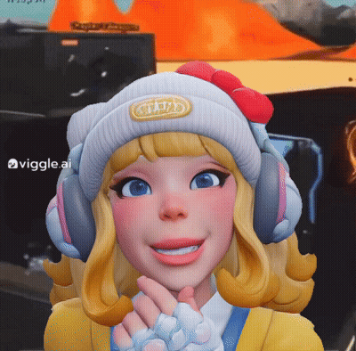 Cartoon Girl With Headphones And Stvd Hat GIF