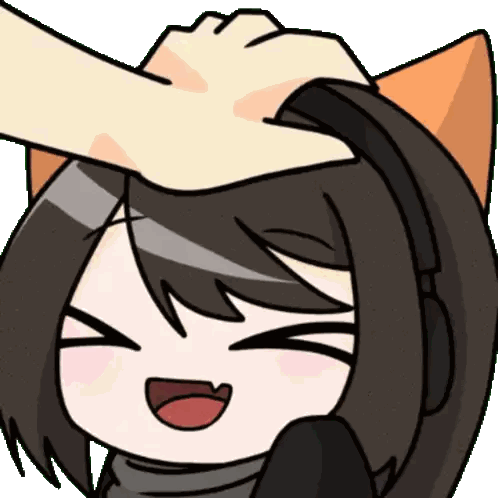 Cartoon Girl With Headphones Being Pat Sticker