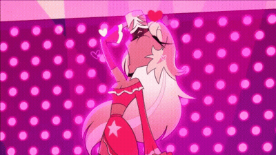 Cartoon Girl With Heart Head And Polka Dot Background GIF