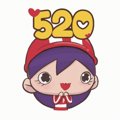 Cartoon Girl With Heart On Face And Number 520 GIF