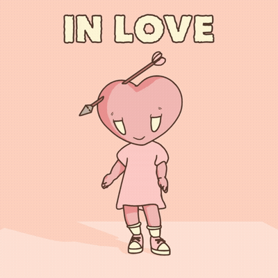 Cartoon Girl With Heart On Head In Love GIF
