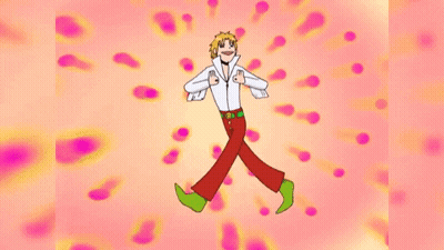Chica caricatura con corazones en el pecho y gargantilla GIF